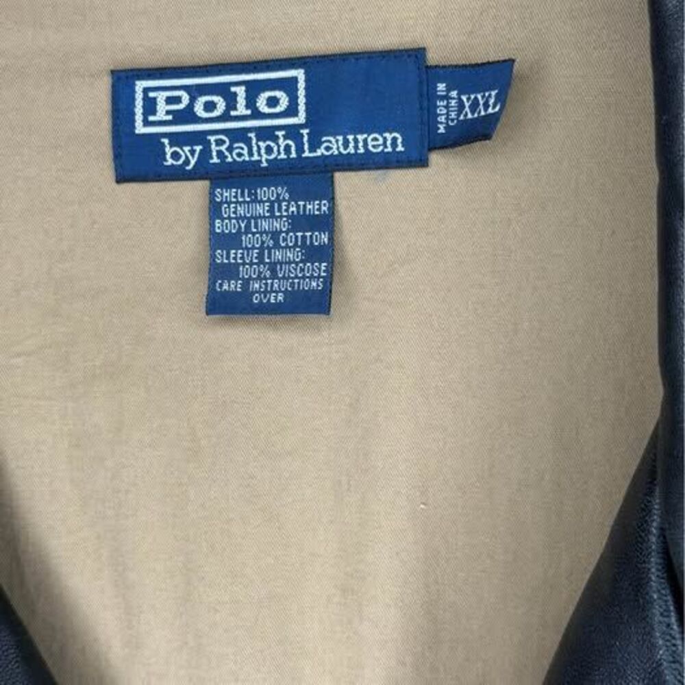 Vintage Polo Ralph Lauren Black Leather Jacket XXL - Picture 4 of 9